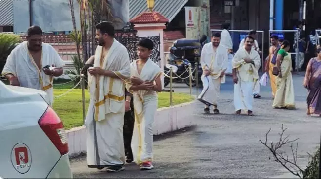 ഗുരുവായൂര്‍ ക്ഷേത്രത്തില്‍ കുടുംബസമേതം ദര്‍ശനം നടത്തി പിണറായി വിജയന്റെ മകന്‍